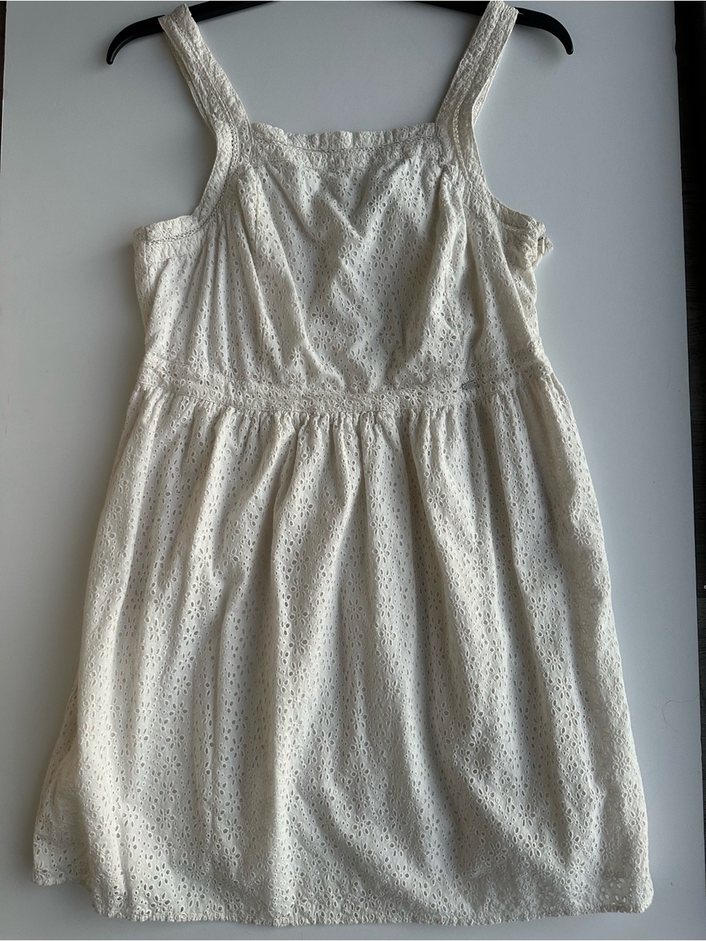 Superdry Dress Women’s Size 14 Cream Broderie Anglaise Eyelet Mini Dress